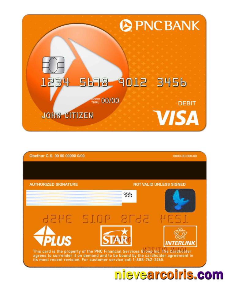USA PNC bank visa debit card